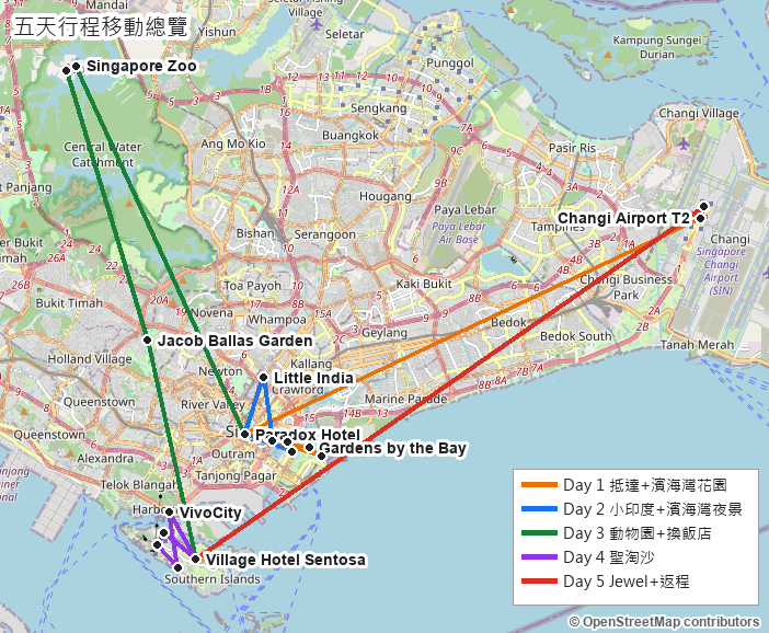 五天移動路線總覽